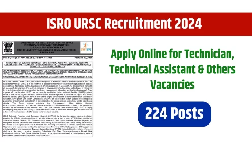 ISRO URSC Recruitment 2024: इसरो ने URSC और ISTRAC में कई पदों पर निकाली वैकेंसी,  ऐसे करें आवेदन